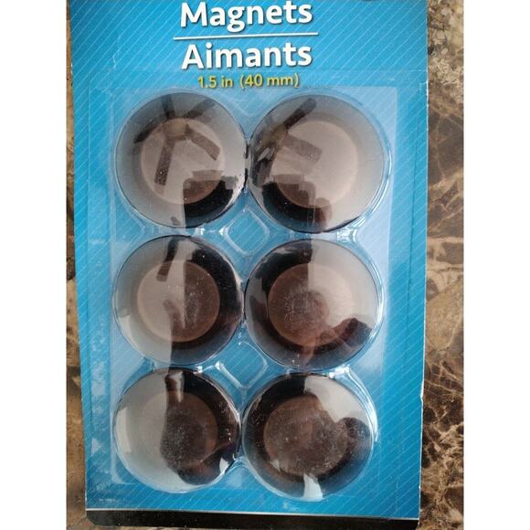 Very Strong Disc Magnets (6 Pack) for Kitchen, Crafts, Utility Use BLACK - Picture 1 of 6